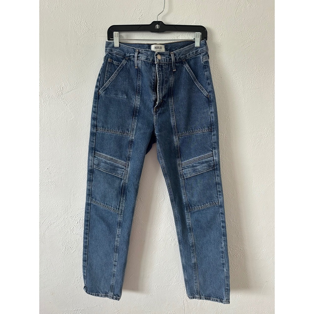 AGOLDE Cooper Cargo High Rise Straight Leg Blue Jeans A9120-1141 Organic Cotton - Picture 3 of 8